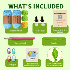 List of included items for a craft kit on a green background