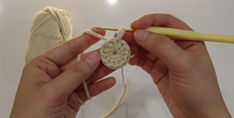 learn how to combine the magic ring with double crochet stitches